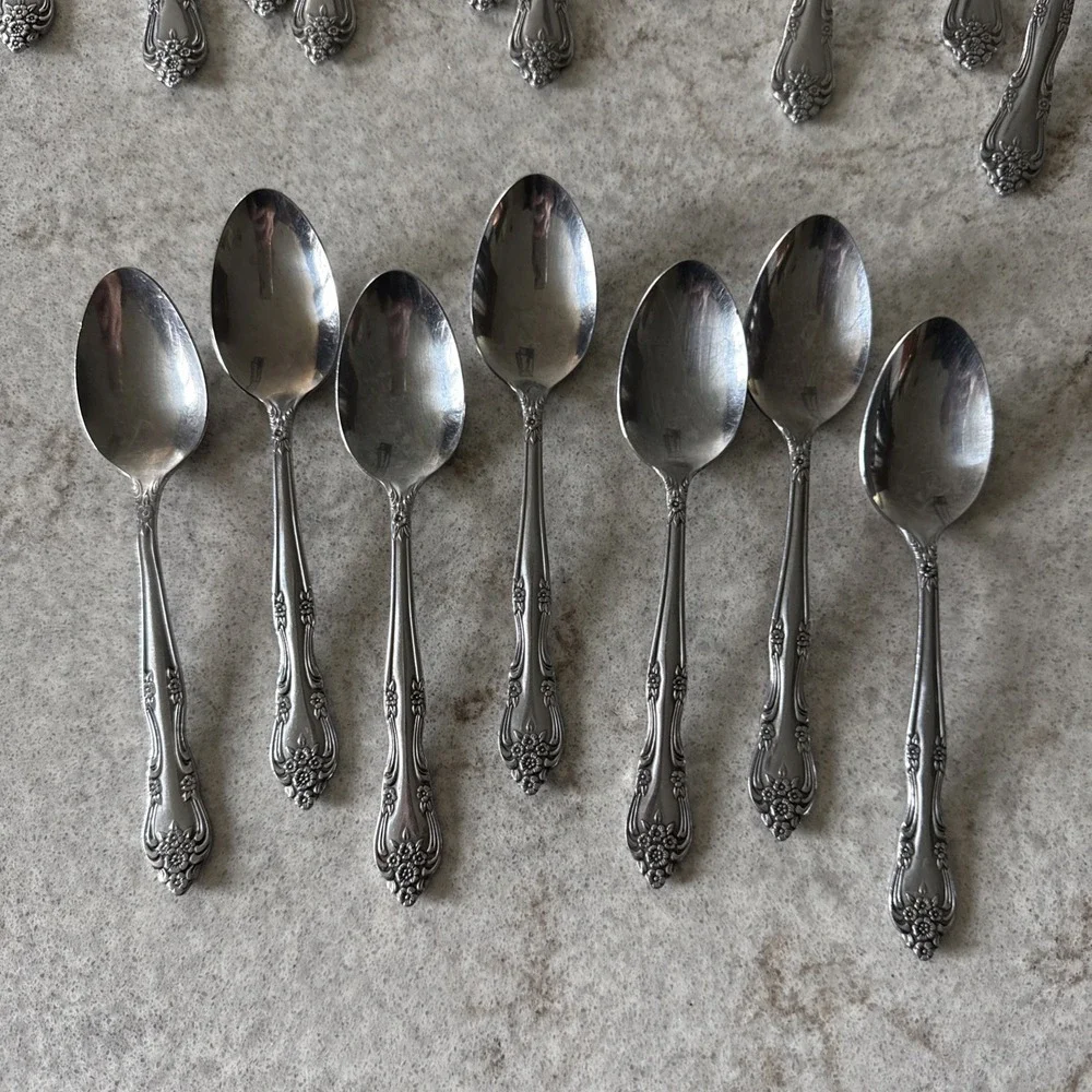 Vintage Roger's Stainless Flatware Mixed Set Of 18 Dream Rose Forks Spoons Read